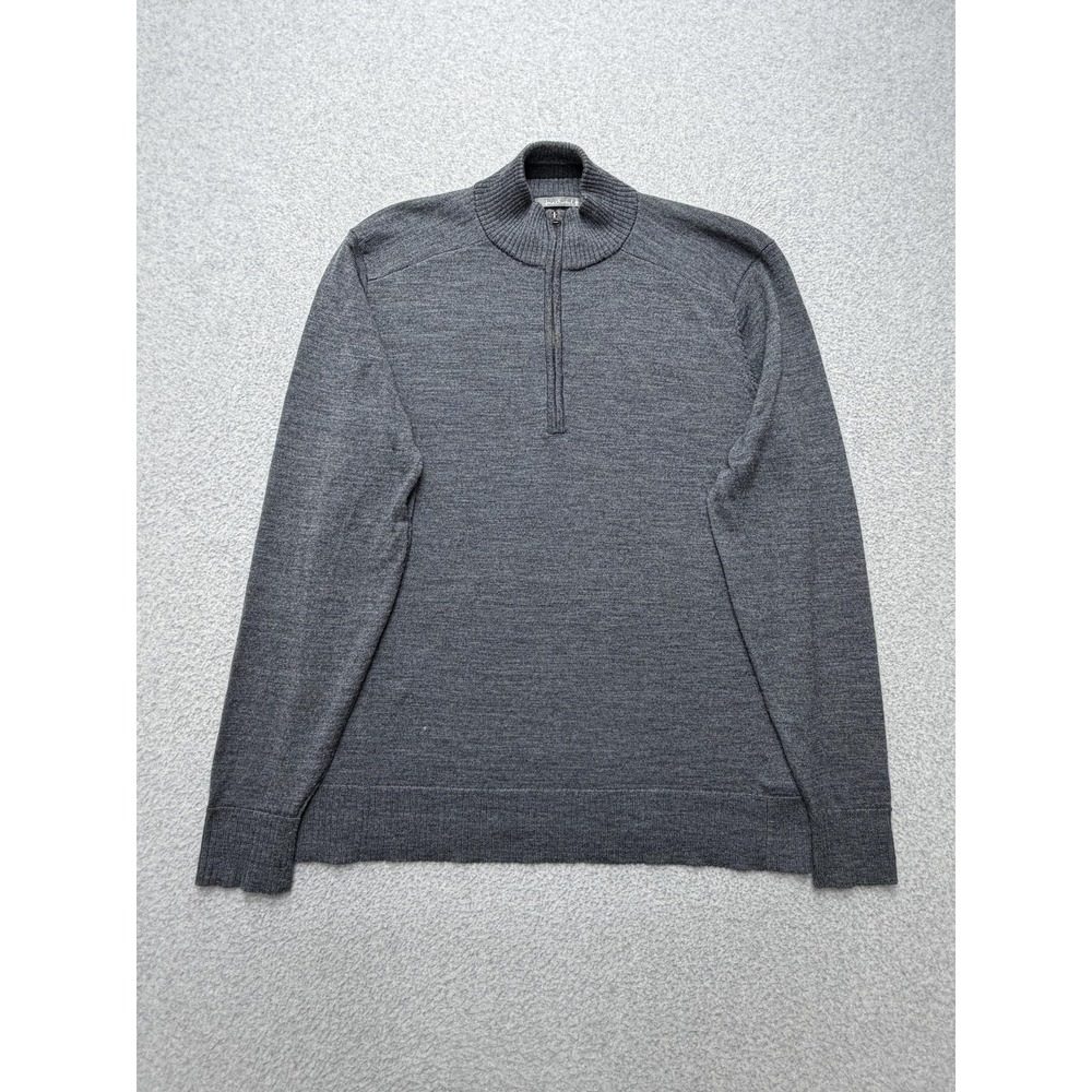 SmartWool Sweater Mens Large Gray Merino Wool 1/4 Zip Mock Neck Pullover Knit